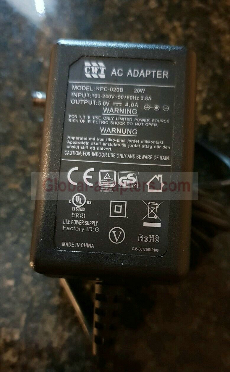 New 5V 4A CWT KPC-020B Power Supply Ac Adapter